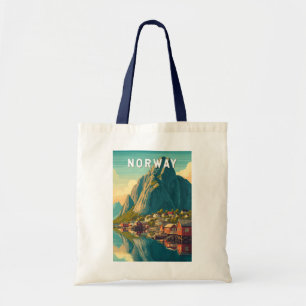 Bolsa Tote Ilustração de viagem vintage Noruega Arte