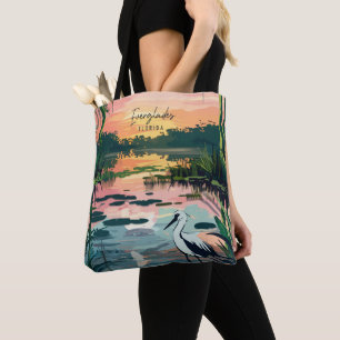 Bolsa Tote Ilustração de Viagens vintage da Flórida Everglade