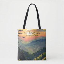Bolsa Tote Ilustração de Viagens vintage das montanhas do Enf