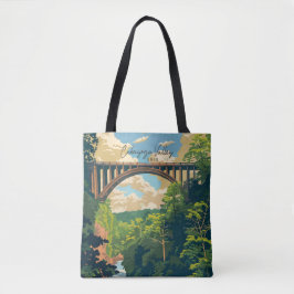 Bolsa Tote Ilustração de Viagens vintage de Ohio em Cuhayoga