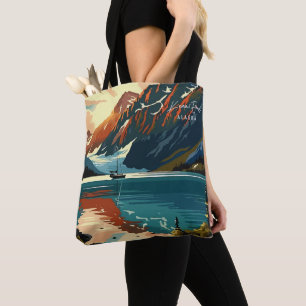 Bolsa Tote Ilustração de Viagens vintage do Kenai Fjords Alas
