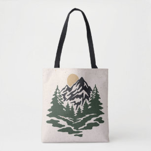 Bolsa Tote Ilustração de vinhetas de montanha