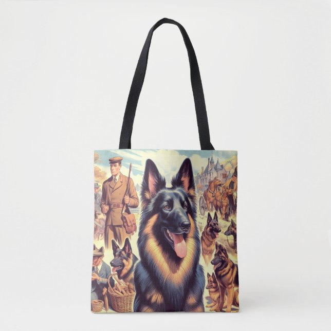 Bolsa Tote Ilustração de Vintage Belga Tervuren (Frente)