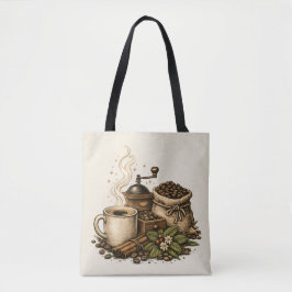 Bolsa Tote Ilustração de Xícara de Café Vintage