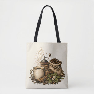 Bolsa Tote Ilustração de Xícara de Café Vintage