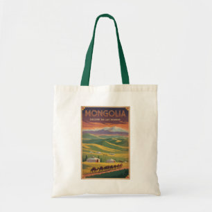 Bolsa Tote Ilustração de Yurt Camelos da Mongólia Arte de Via