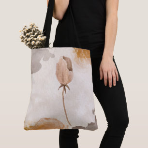 Bolsa Tote Ilustração Delicada de Flor em Aquarela