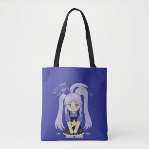 Bolsa Tote Ilustração Desenhada à Mão de Garota Triste Fofa –