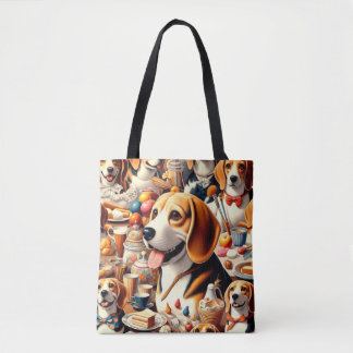 Bolsa Tote Ilustração do Beagle do Cute Retroativo