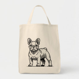 Bolsa Tote Ilustração do Bulldog Francês Negro e Branco