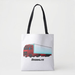 Bolsa Tote Ilustração do caminhão do trailer vermelho