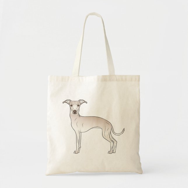 Bolsa Tote Ilustração do Cão de Cartoon de Greyhound Italiano (Frente)