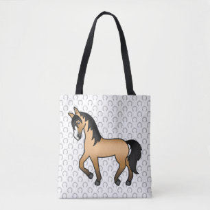 Bolsa Tote Ilustração do desenho animado de cavalos de Trote 