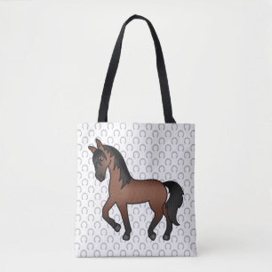 Bolsa Tote Ilustração do desenho animado de cavalos de Trote 