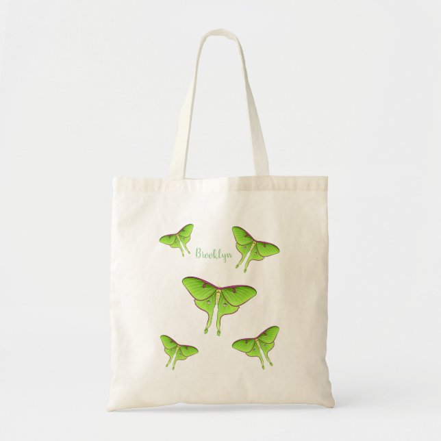 Bolsa Tote Ilustração do desenho animado de Luna Moth (Frente)