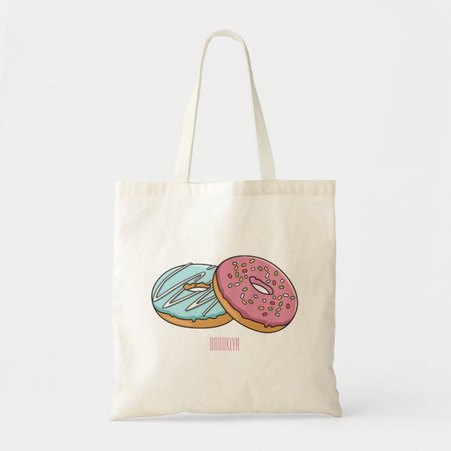 Bolsa Tote ilustração do desenho animado de rosquinha (Frente)