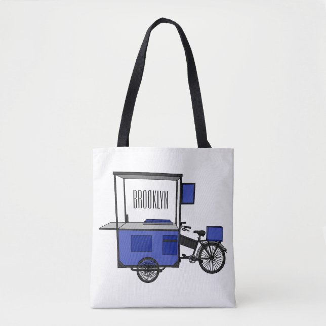 Bolsa Tote ilustração do desenho do carrinho de comida (Frente)