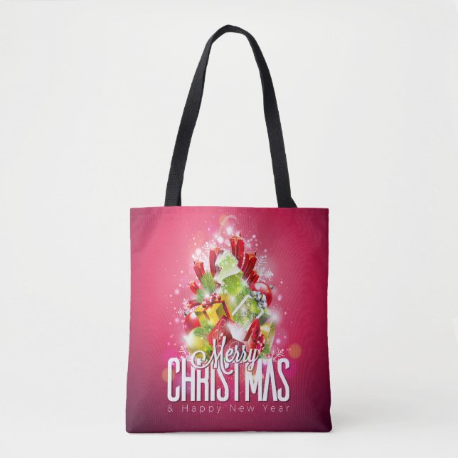 Bolsa Tote Ilustração do Design gráfico de Natal Vermelho Mod (Frente)