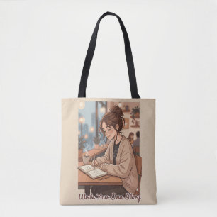 Bolsa Tote Ilustração do Diário Escreva Sua Própria História 