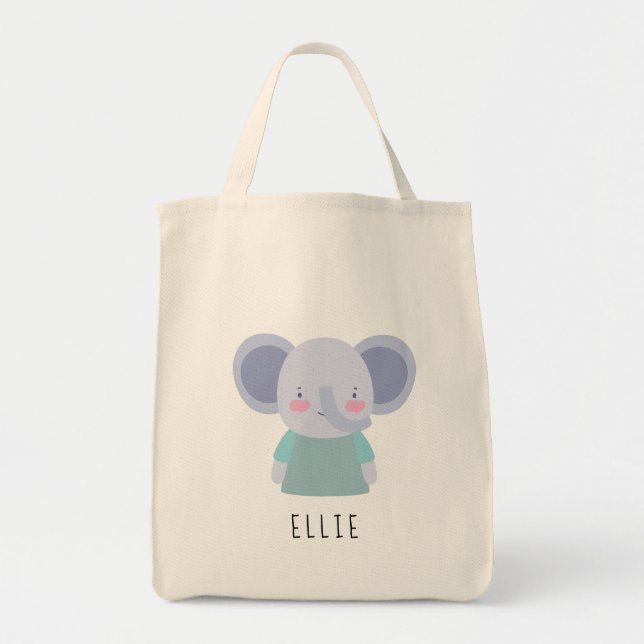 Bolsa Tote Ilustração do Elefante Cute - Saco de Tote Persona (Frente)