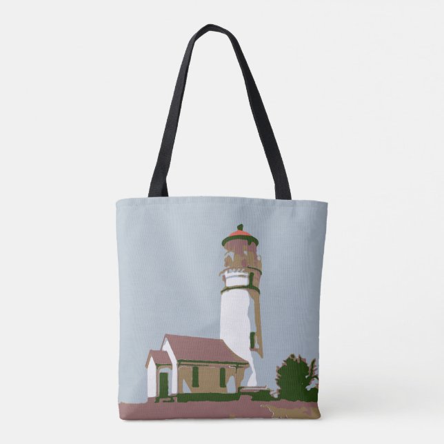 Bolsa Tote Ilustração do farol da Vintage (Verso)