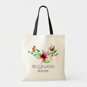 Bolsa Tote Ilustração do Flor Floral das Cores d'Água Colorid