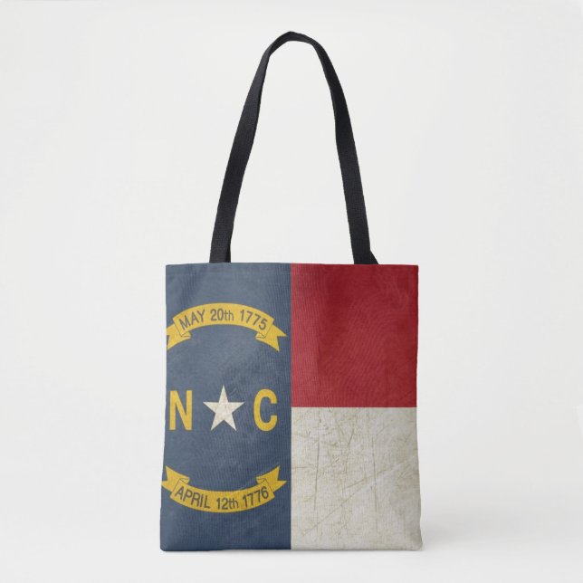 Bolsa Tote Ilustração do Grunge de North Carolina (Frente)