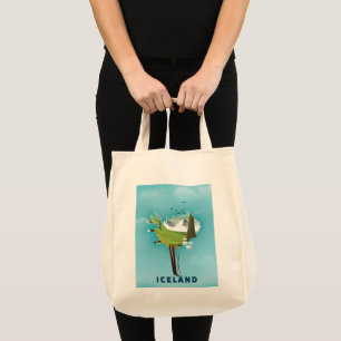 Bolsa Tote Ilustração do mapa da Islândia, pôster de viagem.