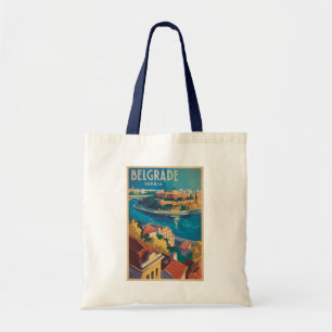 Bolsa Tote Ilustração do Rio Belgrado Sérvia Arte de Viagem