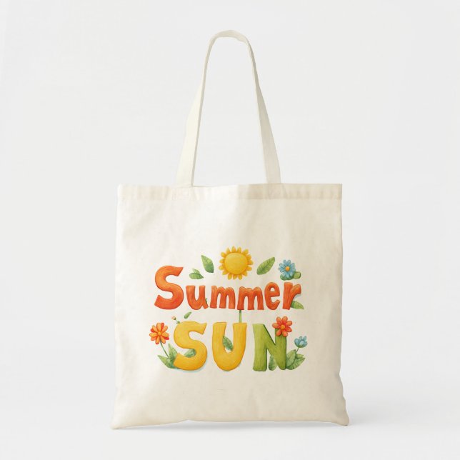 Bolsa Tote Ilustração do Sol de Verão (Frente)