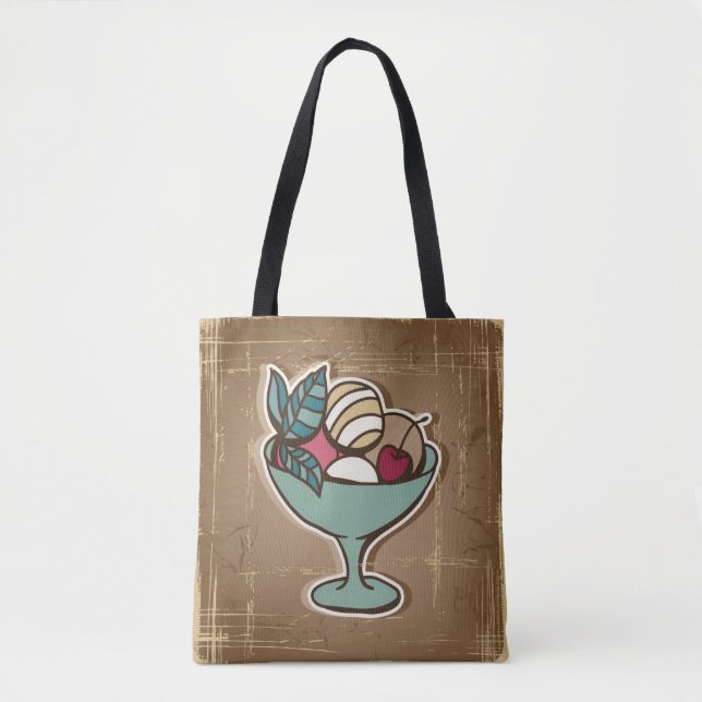 Bolsa Tote Ilustração do sorvete no estilo retro (Frente)
