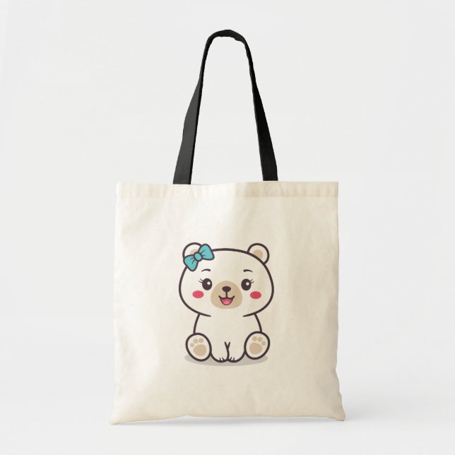 Bolsa Tote Ilustração do Urso de Teddy (Frente)