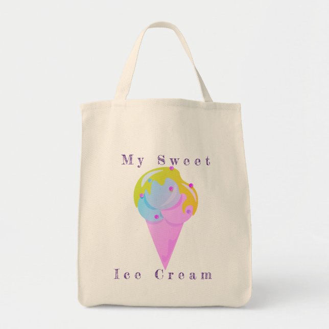 Bolsa Tote ilustração do vetor de sorvete (Frente)