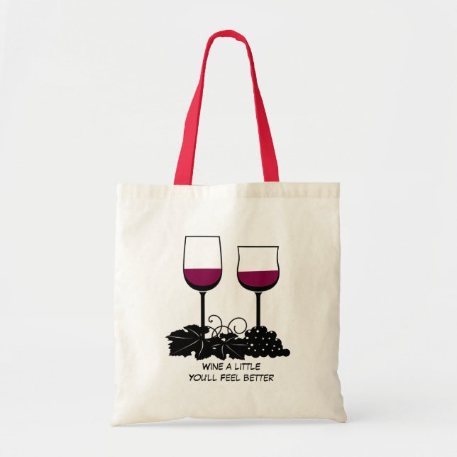 Bolsa Tote Ilustração do vidro de vinho (Frente)