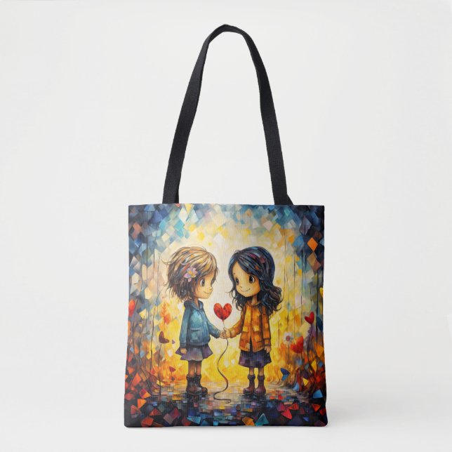 Bolsa Tote Ilustração dos Melhores Amigos (Frente)