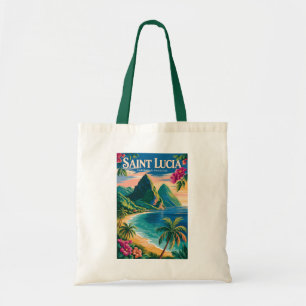 Bolsa Tote Ilustração dos Pitons de Santa Lúcia Arte de Viage