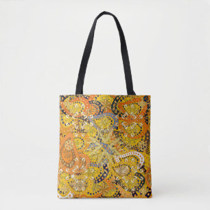 Bolsa Tote Ilustração em cores amarela, laranja e marrom. I