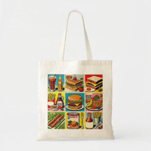 Bolsa Tote Ilustração em quadrinhos da Comida Vintage