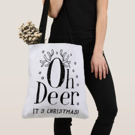 Bolsa Tote Ilustração engraçada de veado de Natal grande saco