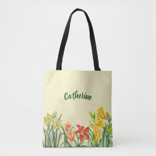 Bolsa Tote Ilustração Floral das Flores de Mola de Água