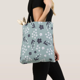 Bolsa Tote Ilustração Floral Elegante Desenhada À Mão