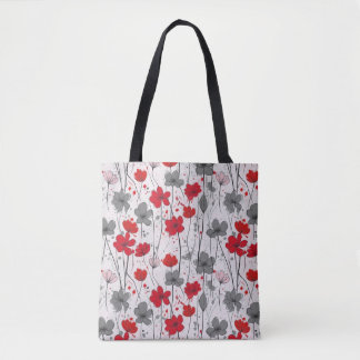Bolsa Tote Ilustração floral, flores silvestres abstrato, mod
