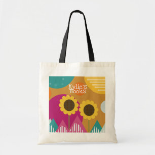 Bolsa Tote Ilustração Floral Geométrica de Girassóis Modernos