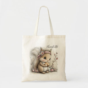 Bolsa Tote Ilustração Fofa de Esquilo de Páscoa