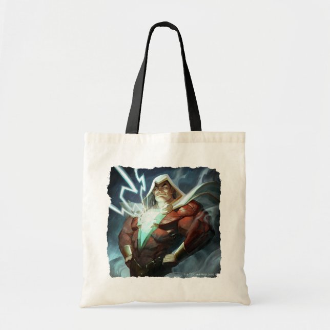 Bolsa Tote Ilustração Infinita do Shazam de Crise (Frente)