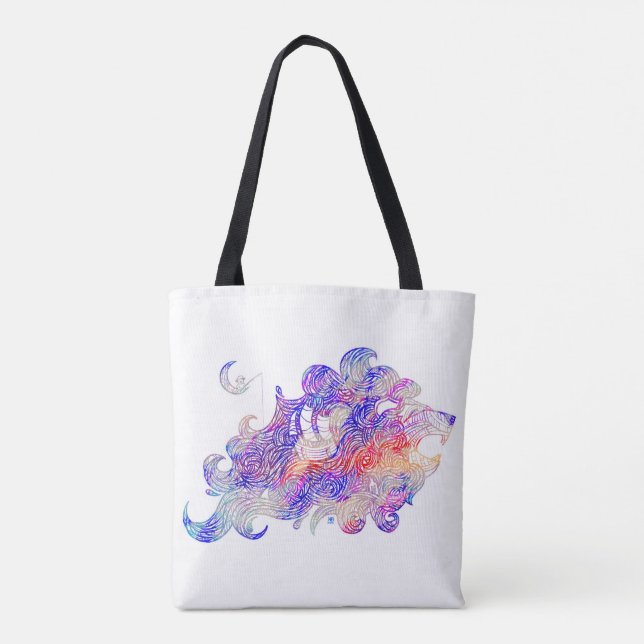 Bolsa Tote Ilustração intrincada do leão de mar rujir (Verso)