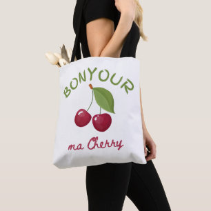 Bolsa Tote Ilustração Kawaii de Cereja