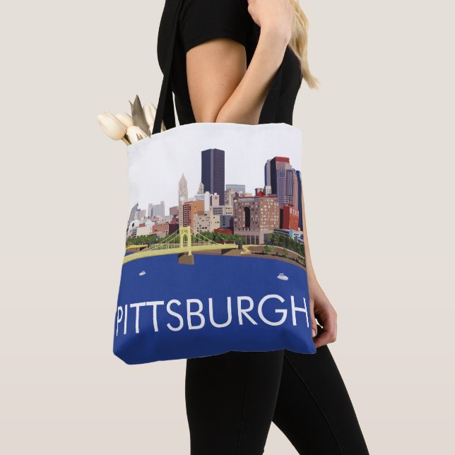 Bolsa Tote Ilustração Legal do computador Skyline Pittsburgh (Close Up)