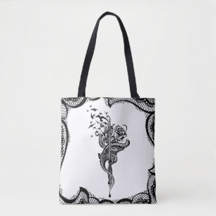 Bolsa Tote Ilustração nervosa da caneta, a cor-de-rosa & do