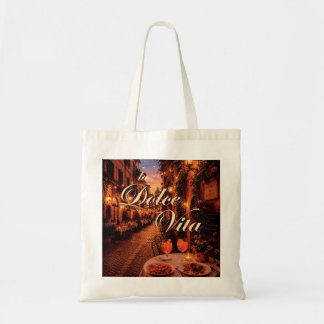 Bolsa Tote Ilustração Noturna de La Dolce Vita Roma Trastever